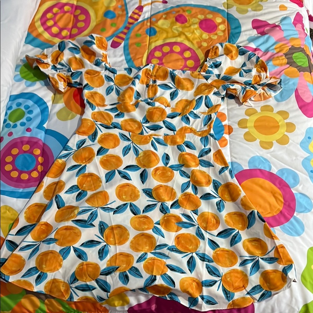 SHEIN Dress with oranges 🍊🤍 - Picture 2 of 3